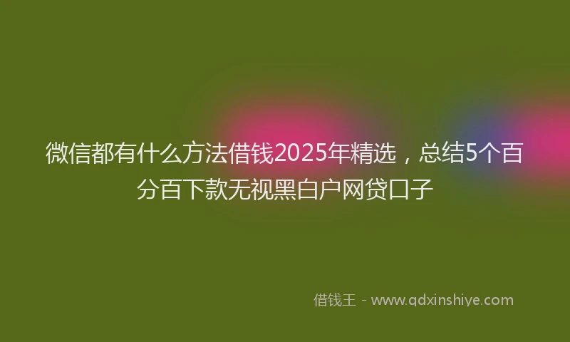 微信都有什么方法借钱2025年精选，总结5个百分百下款无视黑白户网贷口子