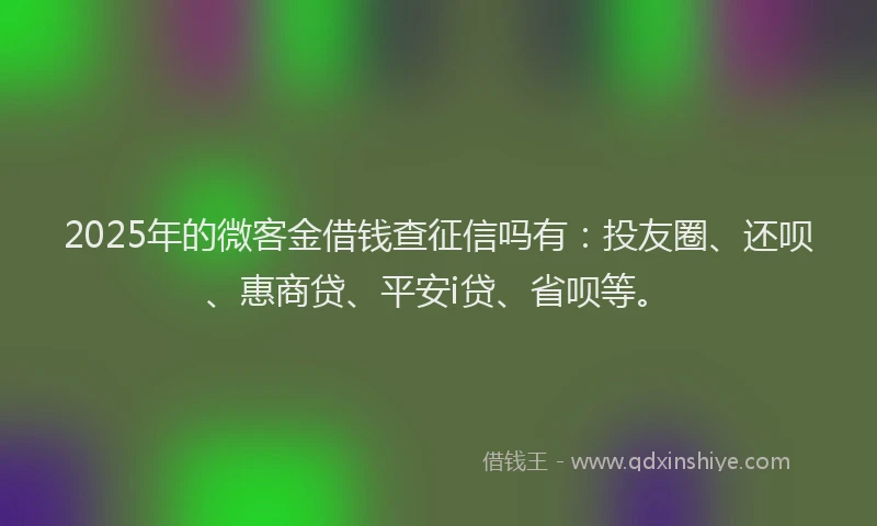 2025年的微客金借钱查征信吗有：投友圈、还呗、惠商贷、平安i贷、省呗等。