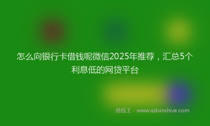 怎么向银行卡借钱呢微信2025年推荐，汇总5个利息低的网贷平台