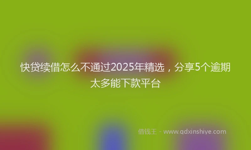快贷续借怎么不通过2025年精选，分享5个逾期太多能下款平台