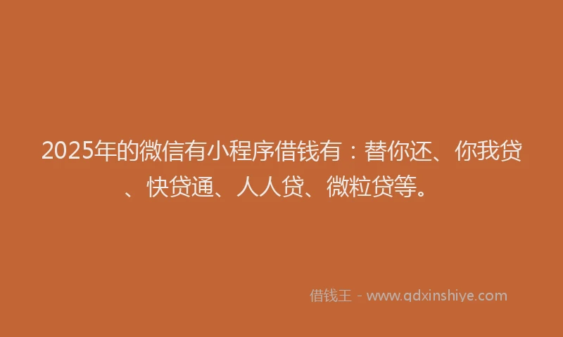 2025年的微信有小程序借钱有：替你还、你我贷、快贷通、人人贷、微粒贷等。