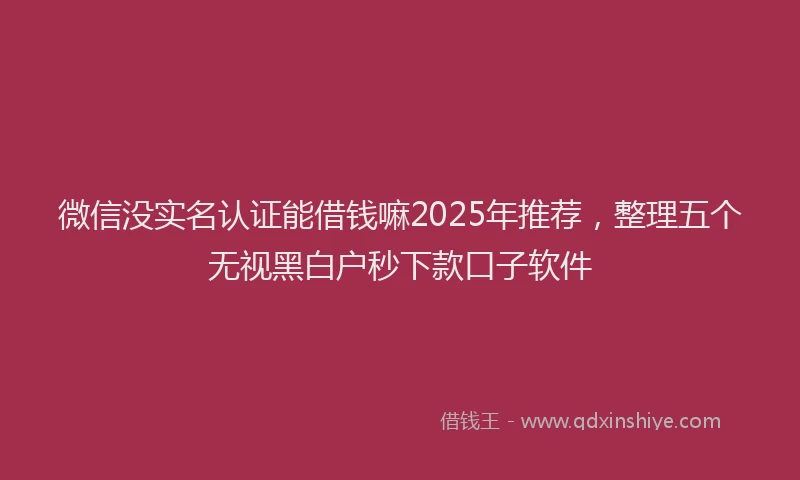 微信没实名认证能借钱嘛2025年推荐，整理五个无视黑白户秒下款口子软件