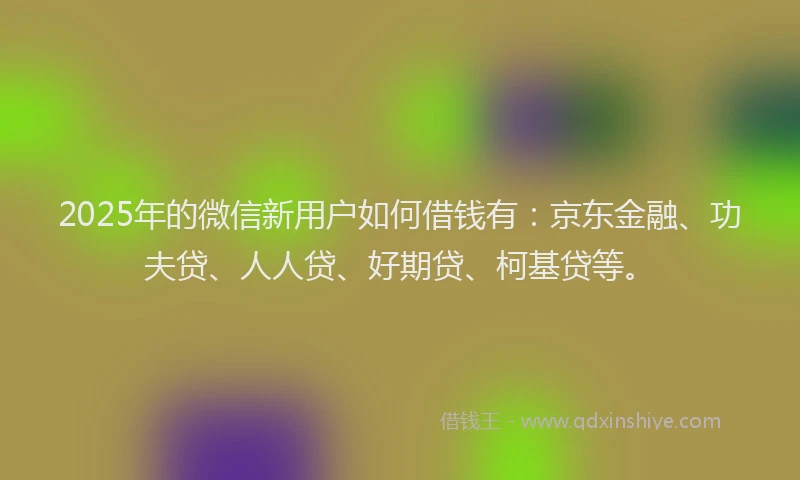 2025年的微信新用户如何借钱有：京东金融、功夫贷、人人贷、好期贷、柯基贷等。