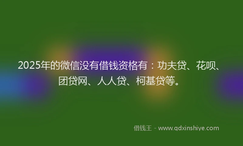 2025年的微信没有借钱资格有：功夫贷、花呗、团贷网、人人贷、柯基贷等。
