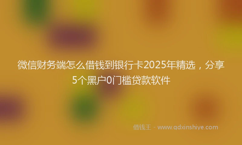 微信财务端怎么借钱到银行卡2025年精选，分享5个黑户0门槛贷款软件
