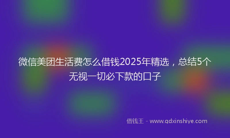 微信美团生活费怎么借钱2025年精选，总结5个无视一切必下款的口子
