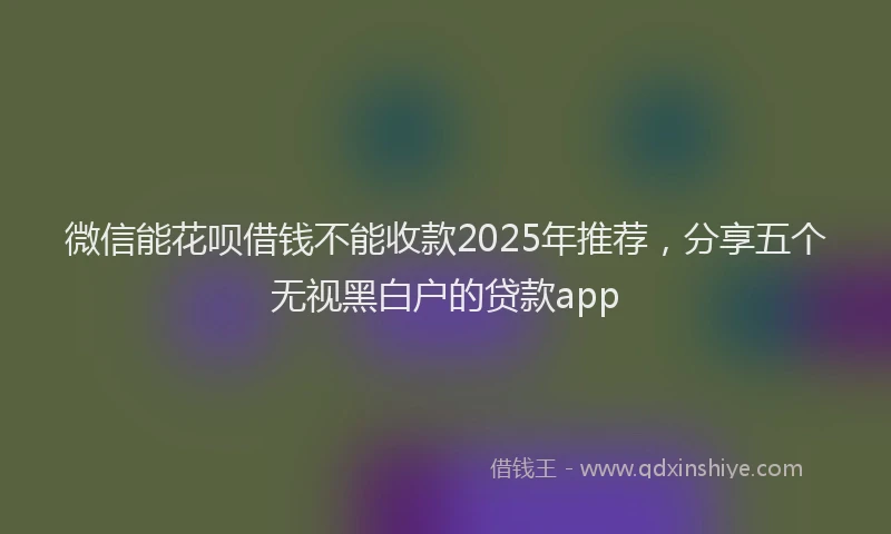 微信能花呗借钱不能收款2025年推荐，分享五个无视黑白户的贷款app
