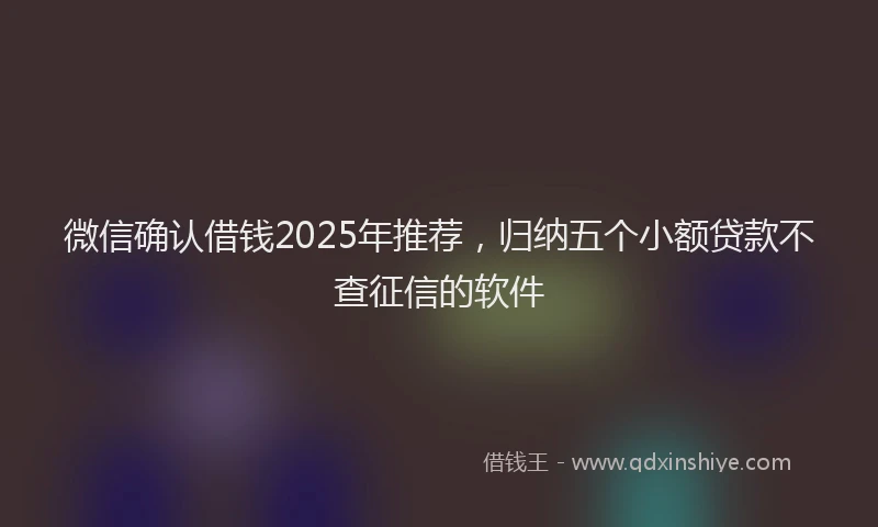 微信确认借钱2025年推荐，归纳五个小额贷款不查征信的软件
