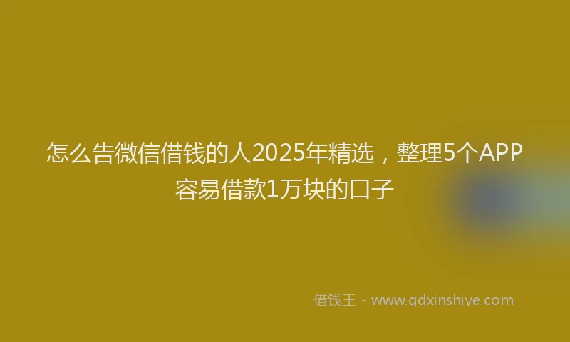 怎么告微信借钱的人2025年精选，整理5个APP容易借款1万块的口子