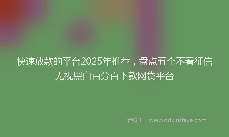 快速放款的平台2025年推荐，盘点五个不看征信无视黑白百分百下款网贷平台
