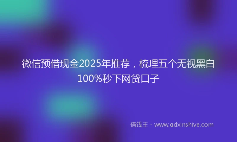 微信预借现金2025年推荐，梳理五个无视黑白100%秒下网贷口子