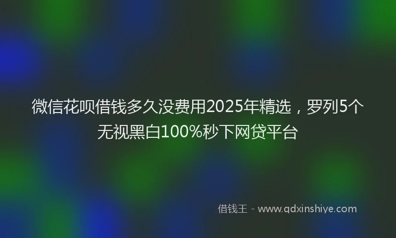 微信花呗借钱多久没费用2025年精选，罗列5个无视黑白100%秒下网贷平台