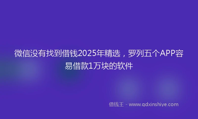 微信没有找到借钱2025年精选，罗列五个APP容易借款1万块的软件