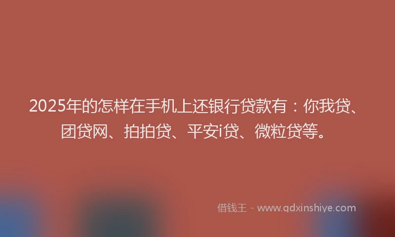 2025年的怎样在手机上还银行贷款有：你我贷、团贷网、拍拍贷、平安i贷、微粒贷等。