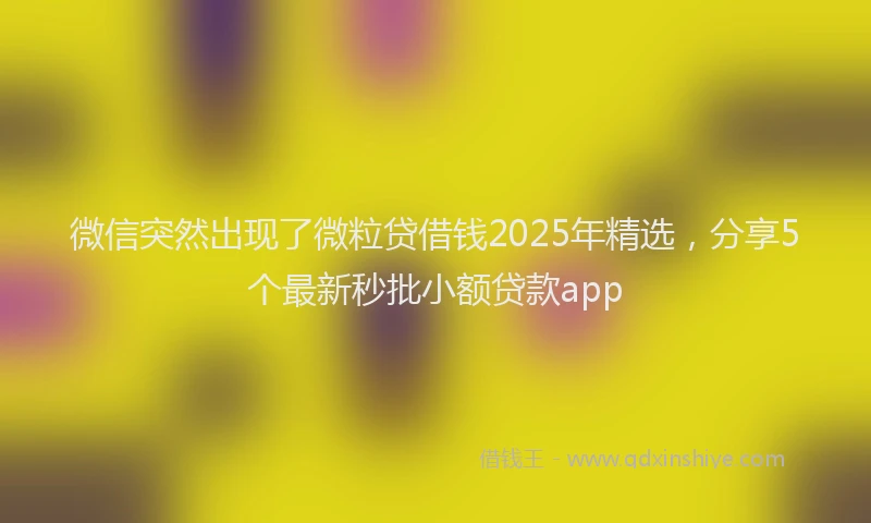 微信突然出现了微粒贷借钱2025年精选，分享5个最新秒批小额贷款app