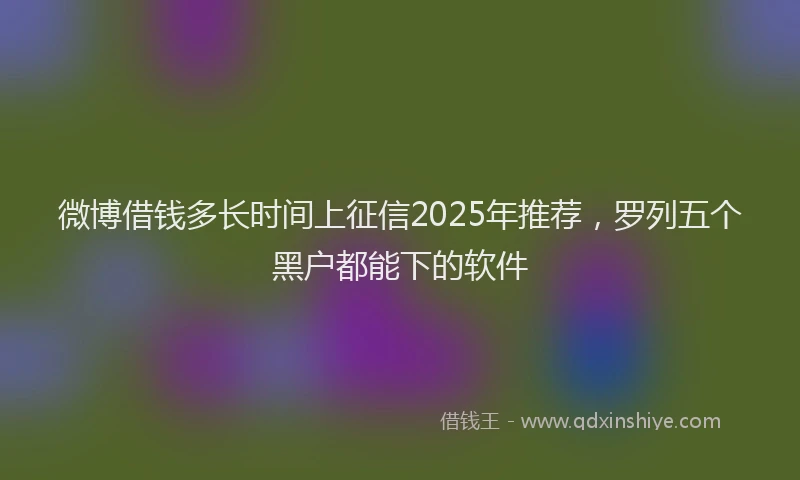 微博借钱多长时间上征信2025年推荐，罗列五个黑户都能下的软件