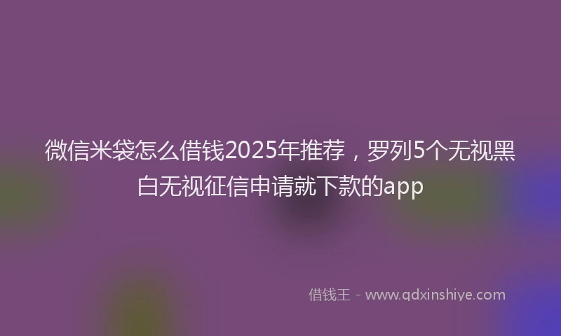 微信米袋怎么借钱2025年推荐，罗列5个无视黑白无视征信申请就下款的app