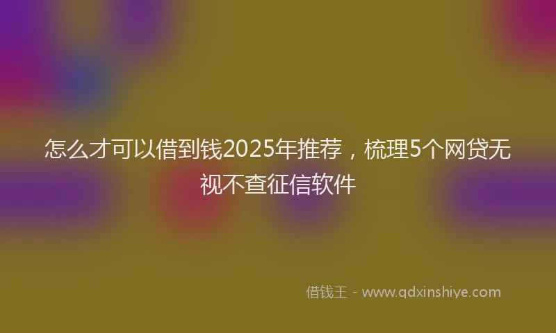 怎么才可以借到钱2025年推荐，梳理5个网贷无视不查征信软件