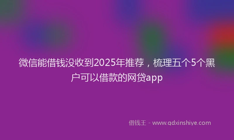 微信能借钱没收到2025年推荐，梳理五个5个黑户可以借款的网贷app