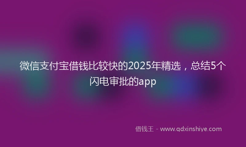 微信支付宝借钱比较快的2025年精选，总结5个闪电审批的app