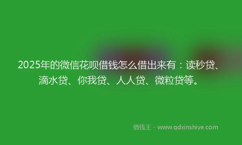 2025年的微信花呗借钱怎么借出来有：读秒贷、滴水贷、你我贷、人人贷、微粒贷等。