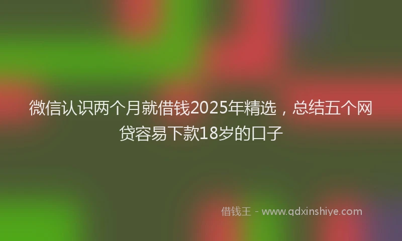 微信认识两个月就借钱2025年精选，总结五个网贷容易下款18岁的口子