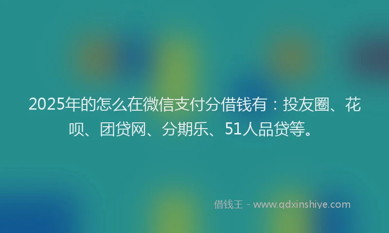 2025年的怎么在微信支付分借钱有：投友圈、花呗、团贷网、分期乐、51人品贷等。