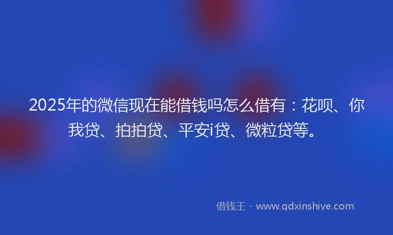 2025年的微信现在能借钱吗怎么借有：花呗、你我贷、拍拍贷、平安i贷、微粒贷等。