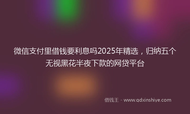 微信支付里借钱要利息吗2025年精选，归纳五个无视黑花半夜下款的网贷平台