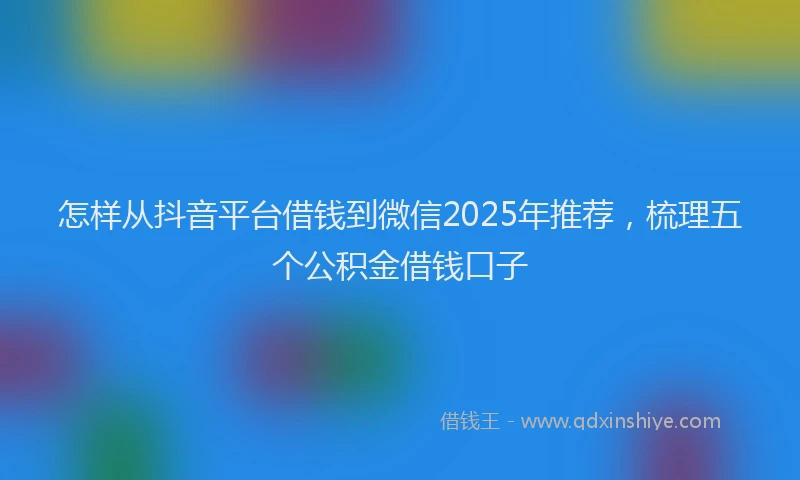 怎样从抖音平台借钱到微信2025年推荐，梳理五个公积金借钱口子