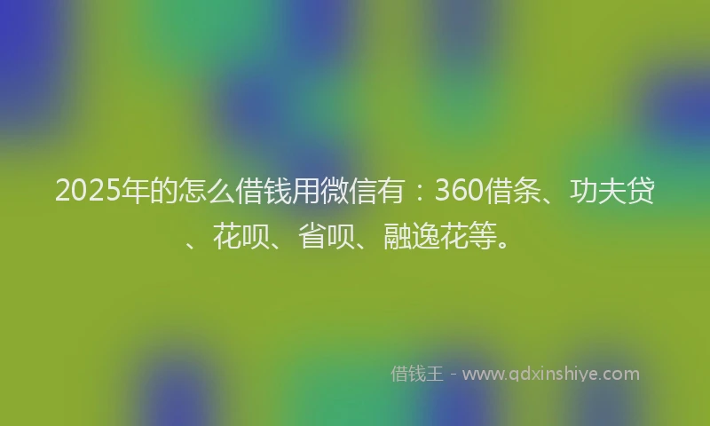 2025年的怎么借钱用微信有：360借条、功夫贷、花呗、省呗、融逸花等。
