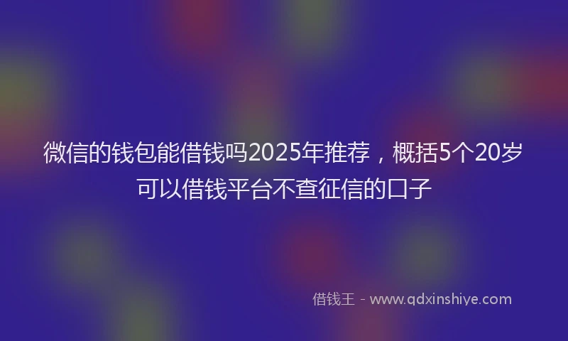 微信的钱包能借钱吗2025年推荐，概括5个20岁可以借钱平台不查征信的口子
