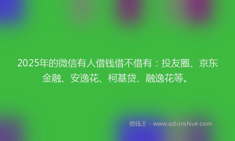 2025年的微信有人借钱借不借有：投友圈、京东金融、安逸花、柯基贷、融逸花等。