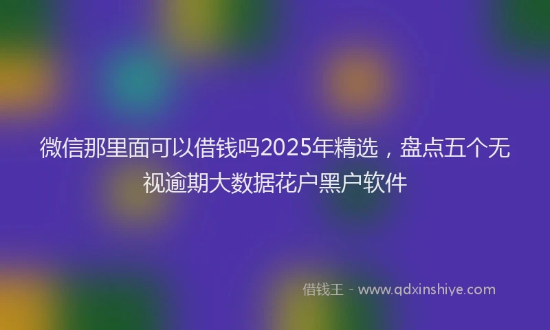 微信那里面可以借钱吗2025年精选，盘点五个无视逾期大数据花户黑户软件