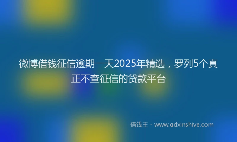 微博借钱征信逾期一天2025年精选，罗列5个真正不查征信的贷款平台