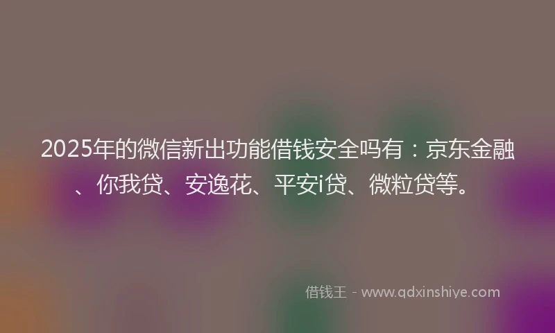 2025年的微信新出功能借钱安全吗有：京东金融、你我贷、安逸花、平安i贷、微粒贷等。