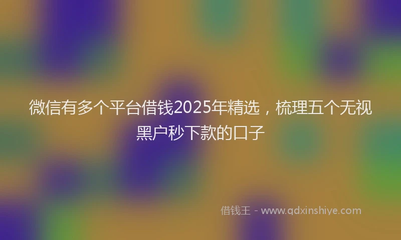 微信有多个平台借钱2025年精选，梳理五个无视黑户秒下款的口子