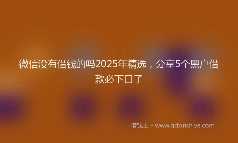 微信没有借钱的吗2025年精选，分享5个黑户借款必下口子