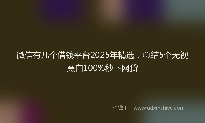 微信有几个借钱平台2025年精选，总结5个无视黑白100%秒下网贷