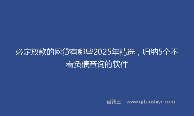 必定放款的网贷有哪些2025年精选，归纳5个不看负债查询的软件