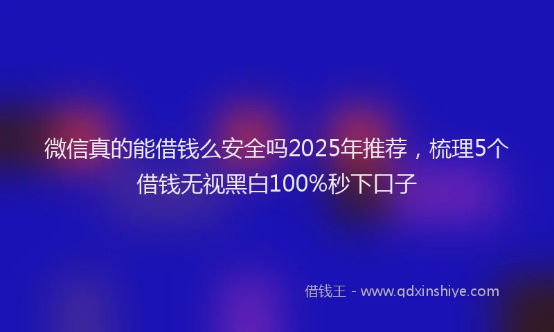 微信真的能借钱么安全吗2025年推荐，梳理5个借钱无视黑白100%秒下口子