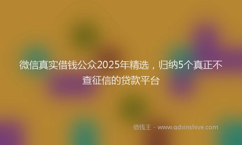 微信真实借钱公众2025年精选，归纳5个真正不查征信的贷款平台