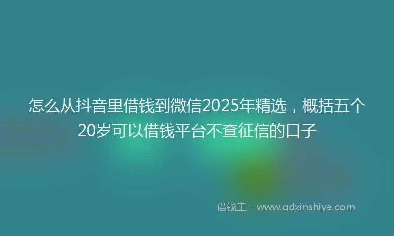 怎么从抖音里借钱到微信2025年精选，概括五个20岁可以借钱平台不查征信的口子