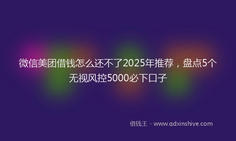 微信美团借钱怎么还不了2025年推荐，盘点5个无视风控5000必下口子