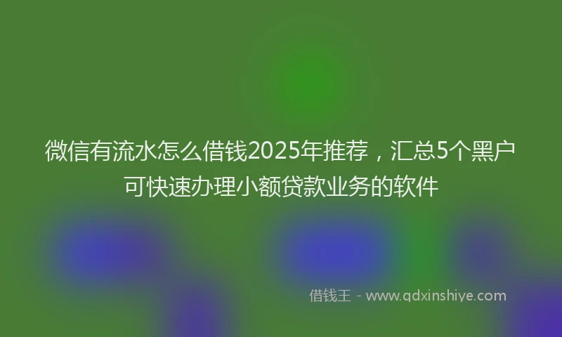 微信有流水怎么借钱2025年推荐，汇总5个黑户可快速办理小额贷款业务的软件
