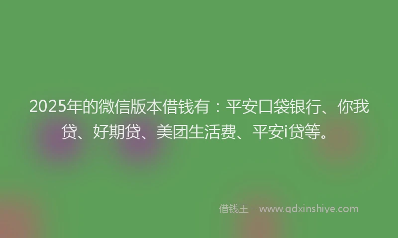 2025年的微信版本借钱有：平安口袋银行、你我贷、好期贷、美团生活费、平安i贷等。