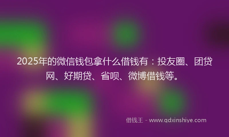 2025年的微信钱包拿什么借钱有：投友圈、团贷网、好期贷、省呗、微博借钱等。