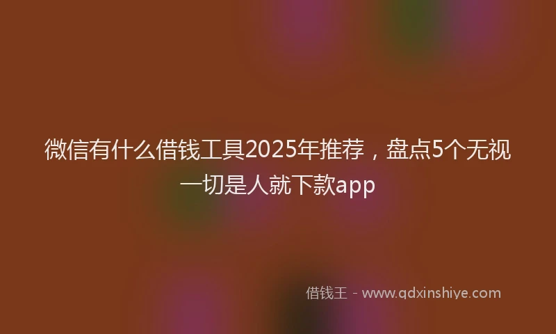 微信有什么借钱工具2025年推荐，盘点5个无视一切是人就下款app
