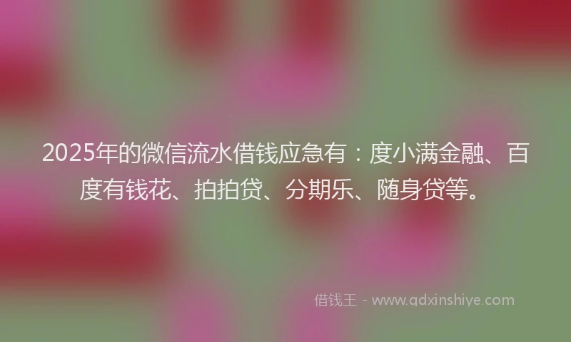2025年的微信流水借钱应急有：度小满金融、百度有钱花、拍拍贷、分期乐、随身贷等。