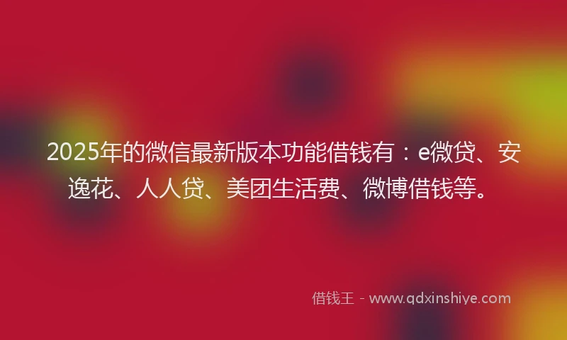 2025年的微信最新版本功能借钱有：e微贷、安逸花、人人贷、美团生活费、微博借钱等。